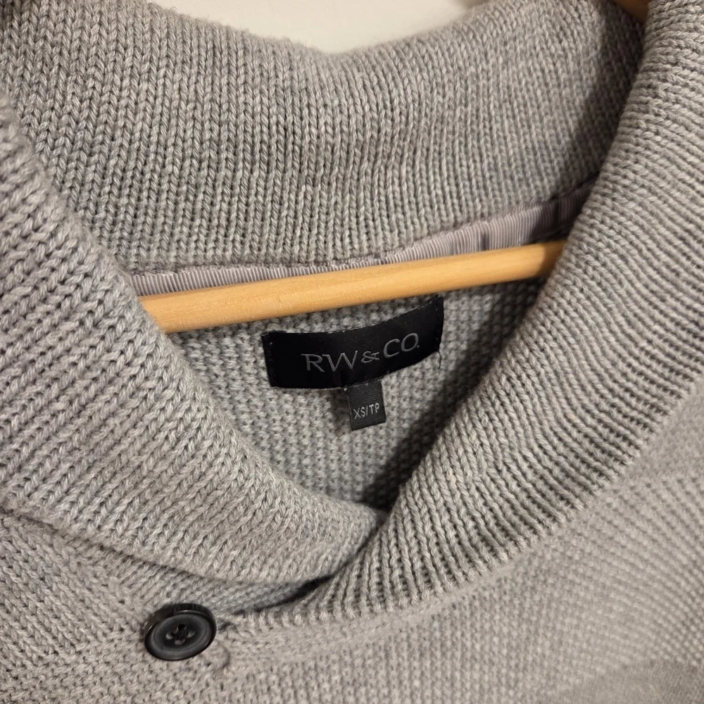 RW&CO Men’s Grey Knit Sweater XS 100% Cotton Slim Fit - Picture 3 of 8